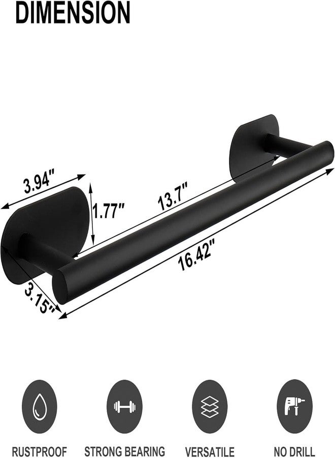 Boniry Aluminium Towel Holder for Bathroom/Towel Rod/Towel Hanger for Wash Basin/Towel Stand with Hooks/Bathroom Accessories (16 inch - Black) (1 PCS) - Image 2